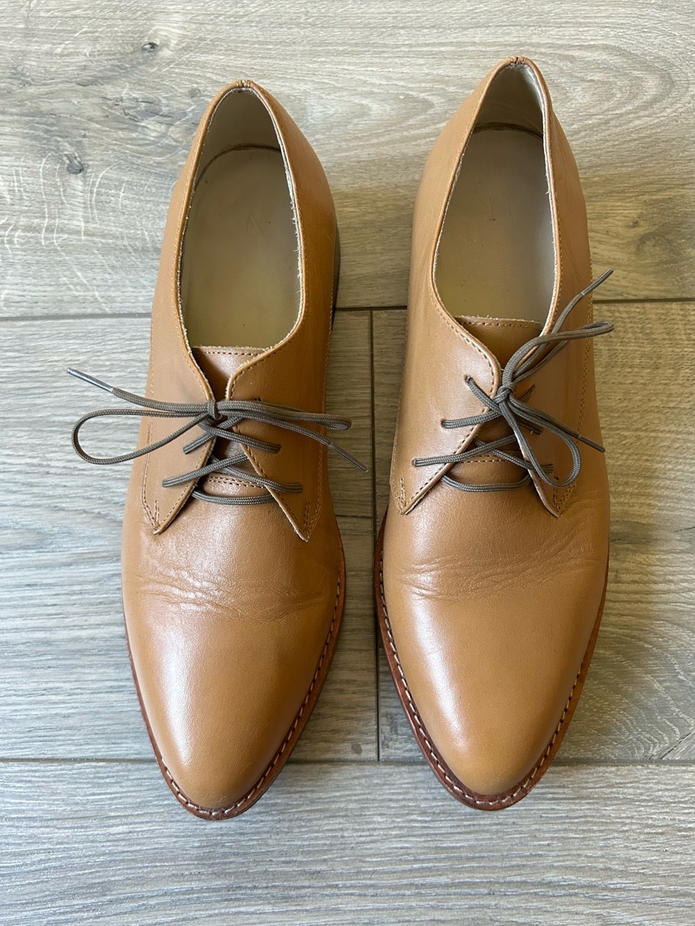 Nisolo James Oxfords - Almond Leather Minimalist Size 8.5